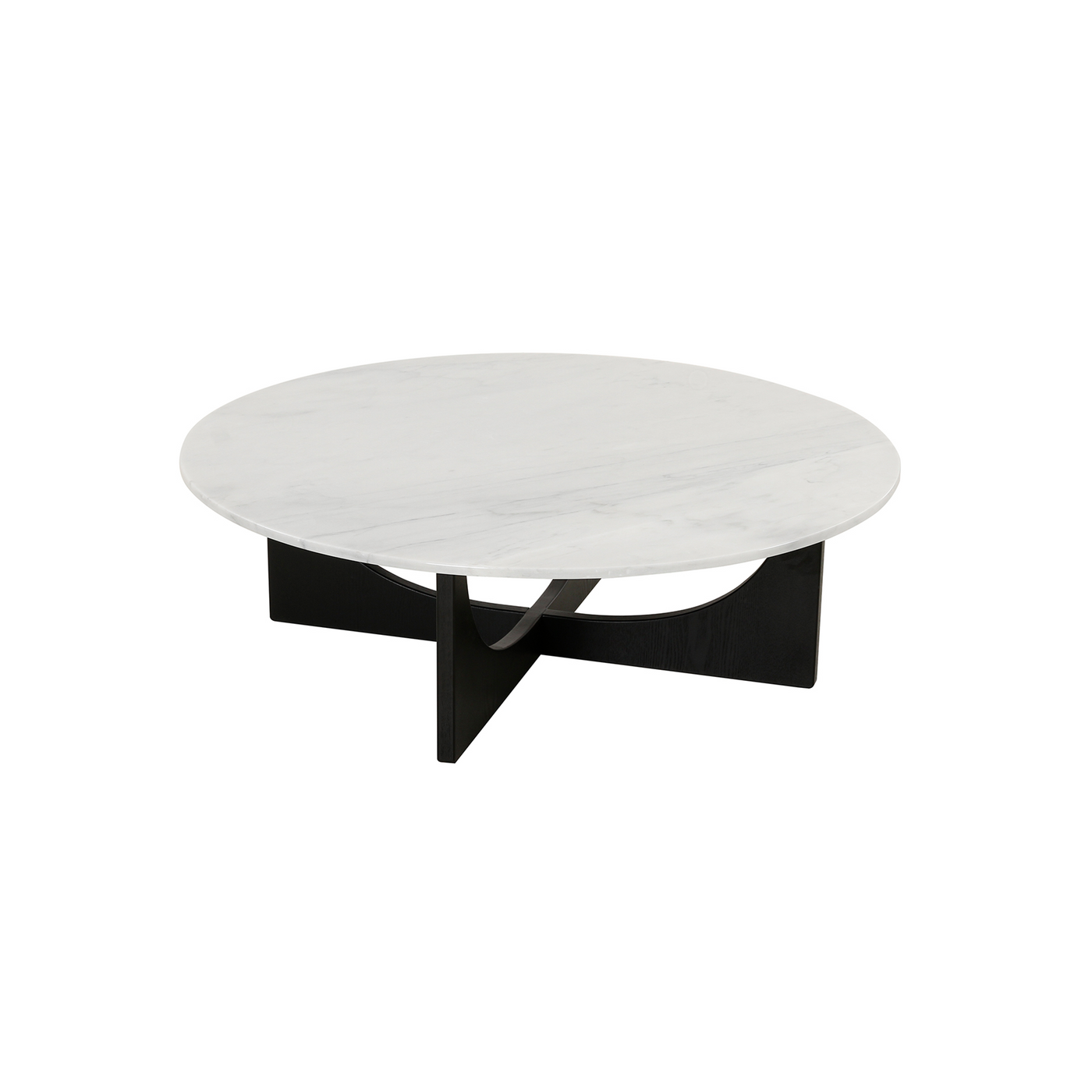 Cross Wood Coffee Table With Marble Top
